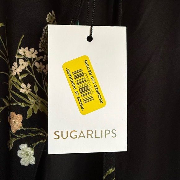 Sugarlips Jenna Floral Midi Dress Black Green Puff Sleeve Women’s Small NWT - Picture 6 of 14